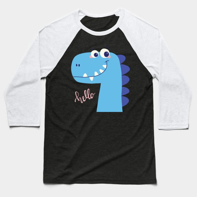 Cute Dinosaur Baseball T-Shirt by valentinahramov